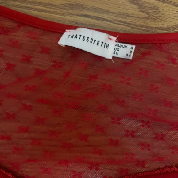 SOLD That’s So Fetch, lace red top long sleeve size US 2 - Picture 4 of 4